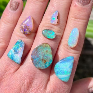 Australian boulder/ pipe/ crystal opal ring. Custom made opal ring.