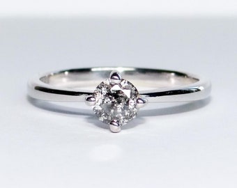 Handmade 9ct white Gold Salt & Pepper Diamond Solitaire Engagement Ring