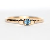 9ct gold aquamarine ring. Gold stacking ring set