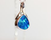 Blue opal doublet necklace. Australian opal necklace