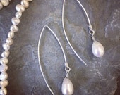 Pearl drop marquise earrings