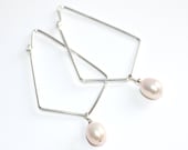 Geometric hoop earrings. Sterling silver. Gold filled. pearl earrings . Wedding  jewellery. Bridal jewelry. Diamond hoops