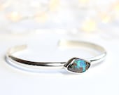 AUSTRALIAN boulder opal cuff bracelet. Sterling silver. Handmade Opal Bracelet