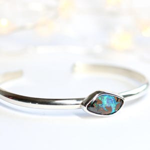 AUSTRALIAN boulder opal cuff bracelet. Sterling silver. Handmade Opal Bracelet