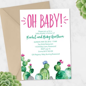 Printable Baby Shower Invitation Baby Shower Invite DIY Printable Cactus Boho Unisex image 1