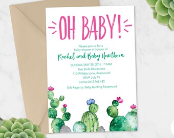 Printable Baby Shower Invitation | Baby Shower Invite | DIY Printable | Cactus Boho Unisex