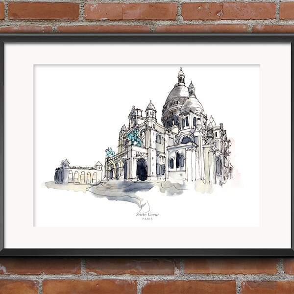 Printable Art " Sacre Coeur - Paris "  Travel Wall Art | Home Decor | Watercolour | Illustration | Landmarks | Cities