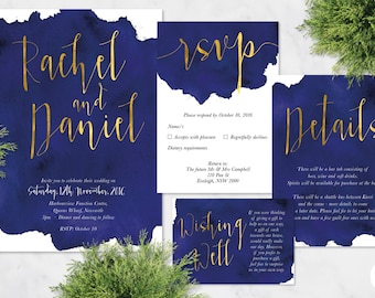 Navy and Gold Printable Wedding Stationery Set | Daphne Gold Suite