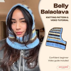Patrón de tejido de pasamontañas para el vientre, vídeo e instrucciones: ¡descarga instantánea!