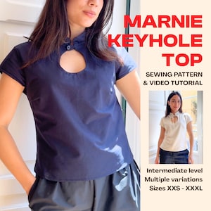 Marnie Keyhole Top Digital PDF Sewing Pattern & Video Tutorial - Instant Download!