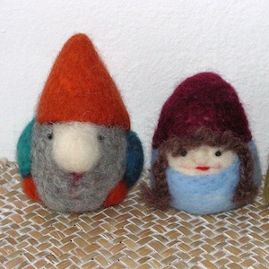 Felted tomten doll, organic 3.5&quot;, 9cm, leprechaun, handmade, small doll, gnome doll, fabric cloth doll, elf doll