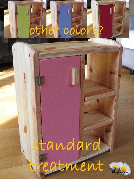 18" DOLL WARDROBE HUTCH Furniture USA Handmade Toy Dresser Hardwood Natural OAK 