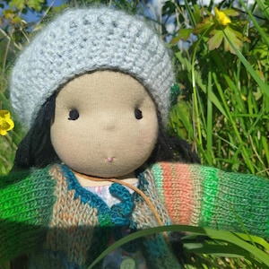 Ready to ship, Kikuko, 13.6&quot; (34.5cm) classic waldorf doll, asian american doll, waldorf girl doll, steiner doll, black hair doll, ethnic