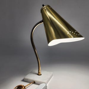 Mid-Century Modern Gold Metal Gooseneck Desk Lamp 14&quot;
