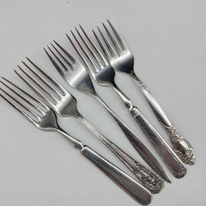 Vintage Mismatched Silver Plated  Forks Mixed Lot Ornate Handles