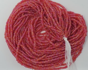 Czech Glass Seed Bead 11/0 Matte Varying Pink Orange Hank of 12 Strands VTG