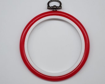Vintage Red Flexi Plastic Hoop Embroidery Cross Stitch Craft Display 3.5&quot;