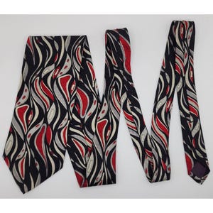 Portofino Necktie Tie Abstract Blue Red Silk 3.75&quot; Wide 60&quot; Long VTG ABS8