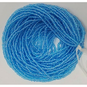 Czech Glass Seed Bead 11/0 Iridescent Light Blue Hank of 12 Strands VTG