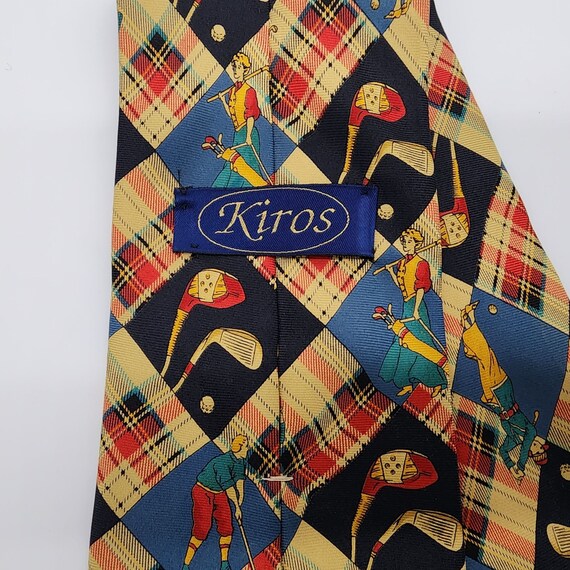 Kiros Gold Necktie Tartan 1930s Design Sil Blue R… - image 5