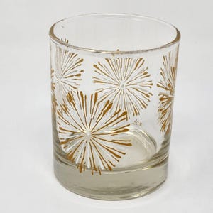 Libbey M&#39;Dia Starburst Whiskey Rocks Cocktail Glass Mid Century 3.5&quot; Tall Vintage