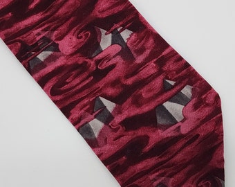 Greatful Dead Necktie First Set Great Pyramid Red Silk 57.5" 3.75" W