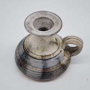 Vintage Handmade Studio Pottery Ceramic Candle Holder With Handle