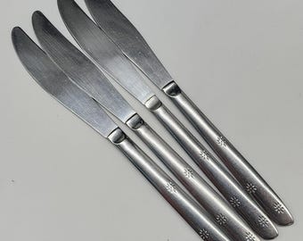 Vintage Kaysons Stainless Steel Rose Pattern Salad Fork Set of 5