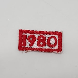 Vintage Red & White 1980 Patch Sew-on 1&quot;x.5&quot;