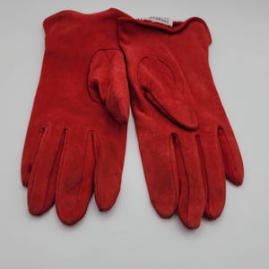Vintage Red Suede Leather Gloves Size L by Express