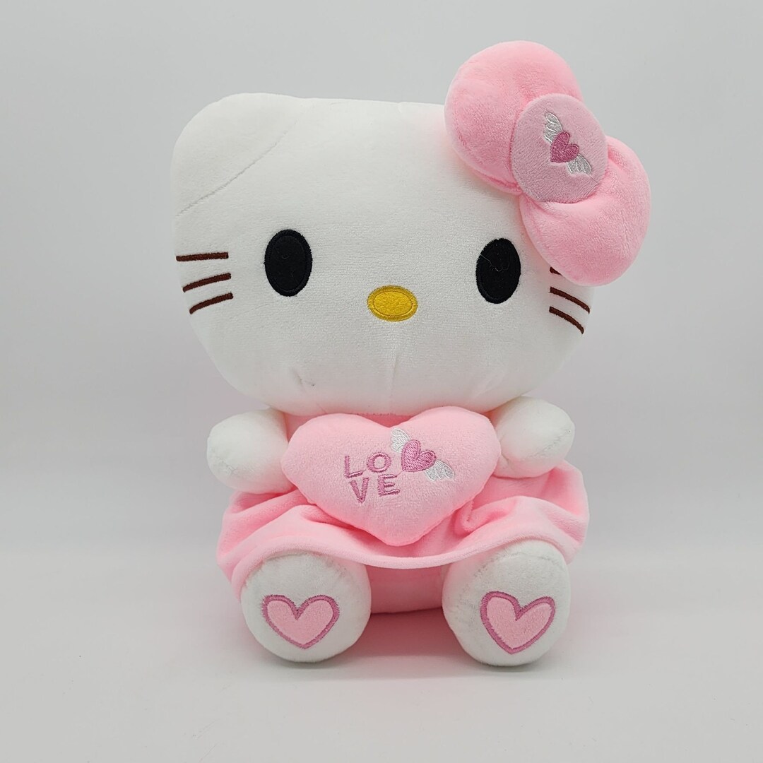 CuddleNest Merry Cat Soft Toy – Cute White Kitty Plush with Pink Heart & Bow