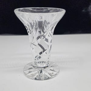 Vintage Crystal Glass Bud Vase 4.5 High 3.25&quot; Diameter