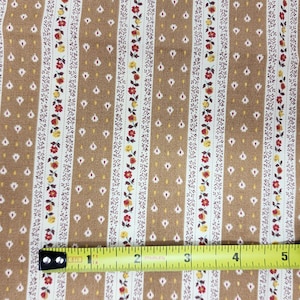 Fat Quarter Cotton Quilt Craft Fabric Stripe Floral Tan Rust Yellow Vintage