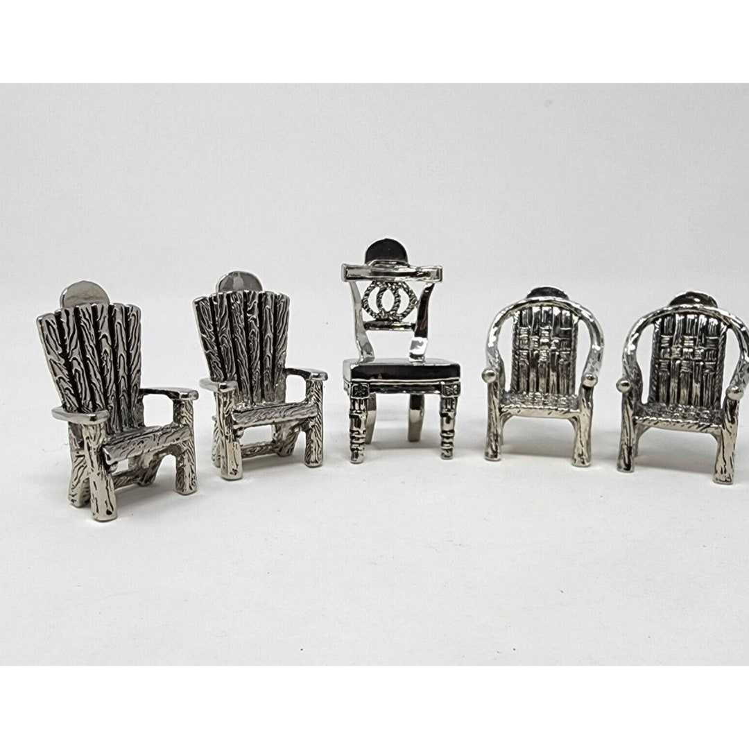 Pewter Miniature Chair Place Card Holders Sixtrees Lot of 5 2 Vintage
