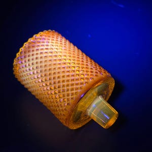 Vintage Yellow Diamond Point Glass Candle Votive UV Reactive