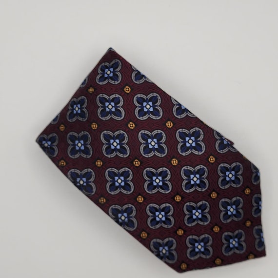 J. Z. Richards Necktie Tie Floral Maroon Blue Sil… - image 2