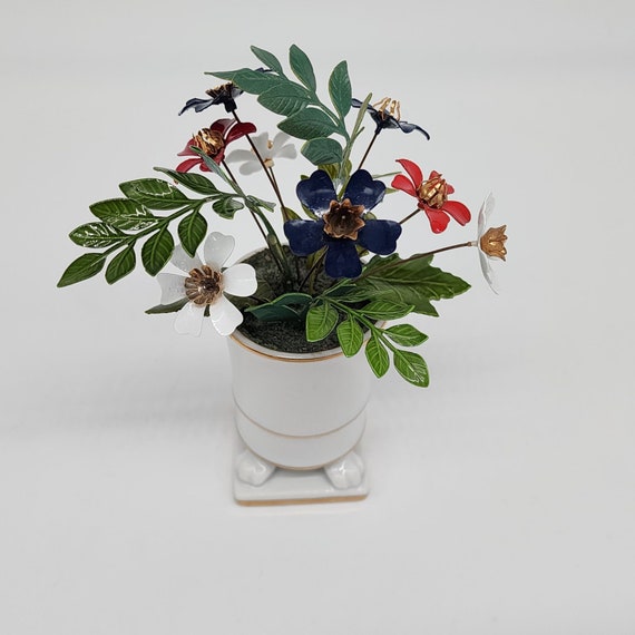 Ted Arnold Porcelain Mini Vase With Metal Enamel … - image 1