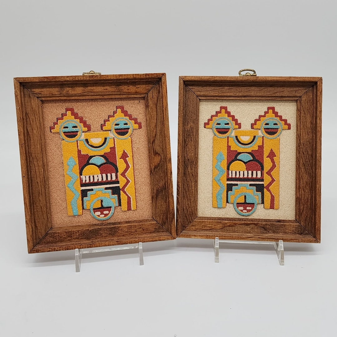 Zuni Shrine Sand Art Wall Hanging Picture Rainbow Way 2 Framed Etsy