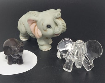 Figure d'éléphant d'Afrique Figurine en céramique de verre et résine Lot de 3 Homeco