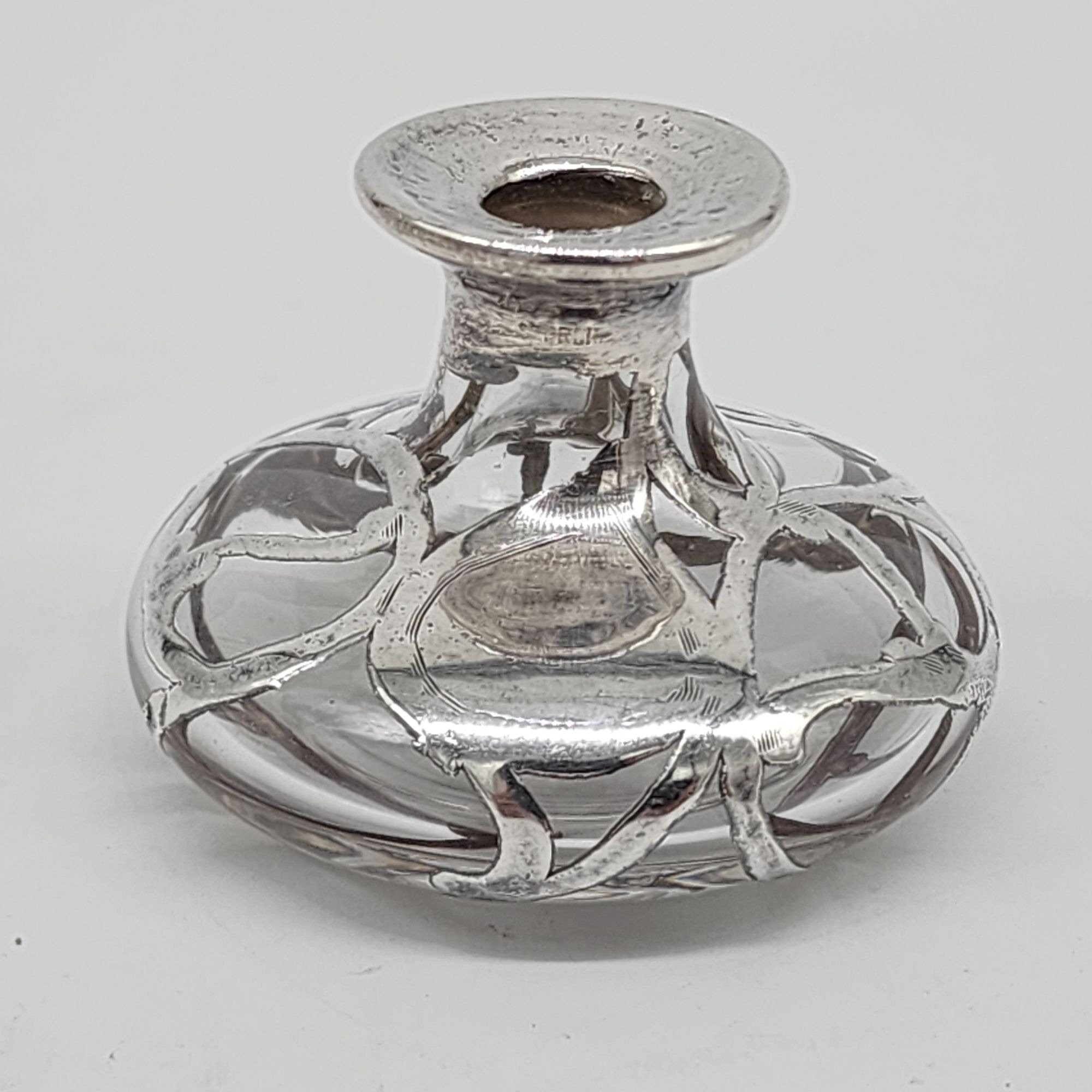 フランスシルバーガラスボトルアール・ヌーボーシルバー950純銀香水瓶