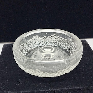Vintage Textured Clear Textured Glass Bowl Candle Holder With Bubble Design 6&quot; Diameter