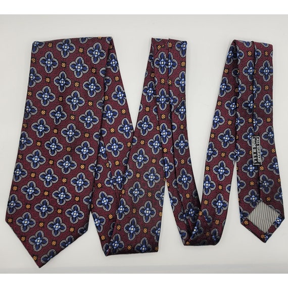 J. Z. Richards Necktie Tie Floral Maroon Blue Sil… - image 5