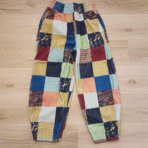 Pantalones de pana con cintura elástica y patchwork BDG, talla pequeña, estilo hippie bohemio retro.
