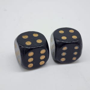 Vintage Schwarz Holzwürfel mit Handgemalten Goldkerne