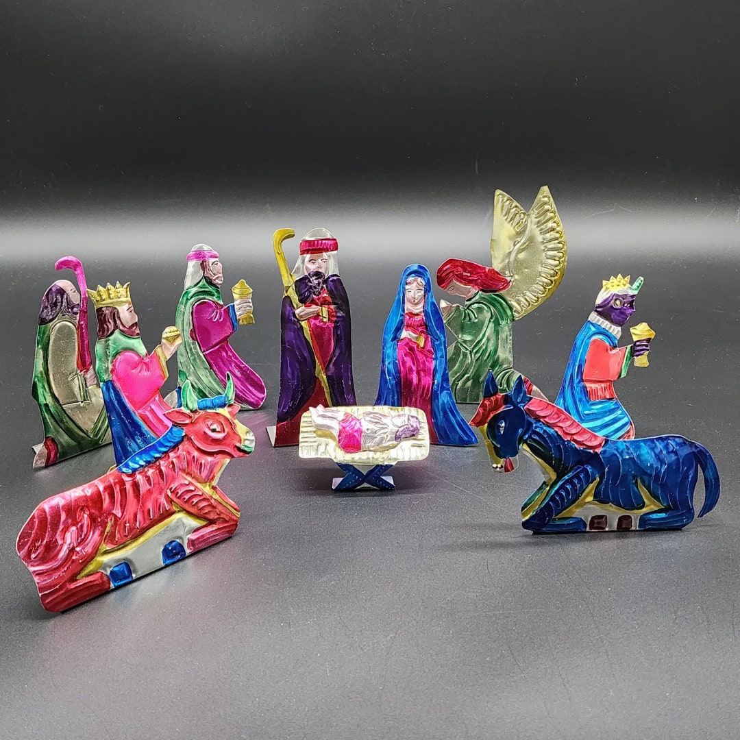 Mexican Tin Nativity Mexican Folk Art Tin Pop up Vintage 10 Etsy