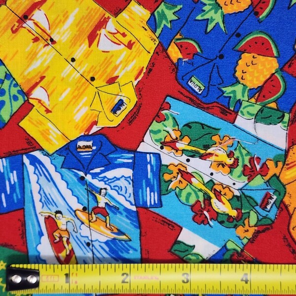 Fat Quarter Cotton Fabric Hawaiian Shirts Multicolor 18" x 20"