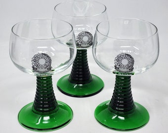 Verre à tige nervuré vert Luminarc 4-3 ADA 3ème écusson d'artillerie de défense aérienne 3