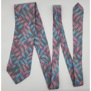 Geometrische Krawatte von Sebours Krawatte Grau Rosa Seide 3 &quot;Breit 58&quot; Lang