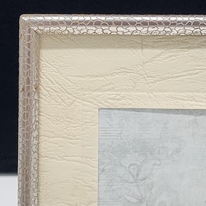 Vintage Antique Textured Silver Metal Picture Frame Embossed Leather Design