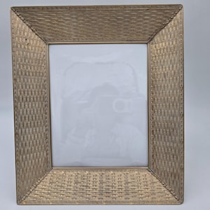 Vintage Hollywood Regency Messing Bilderrahmen Weidenkorb Design Groß 12x14
